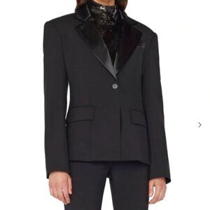 Frame Classic Black Blazer with Satin Collar
